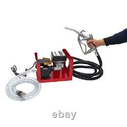 60L/MIN Electric Oil Fuel Diesel Gas Transfer Pump +Meter 12' Hose Manual Nozzle
