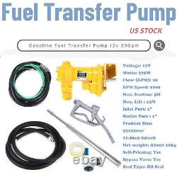 Fuel Transfer Pump with Hose & Manual Nozzle 20 GPM 12 Volt DC Motor Petrol Pump