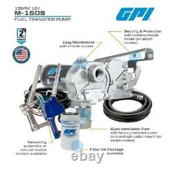 GPI M-150S Fuel Transfer Pump, Manual Shut-Off Unleaded Nozzle, 15 GPM fuel