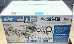 GPI M-150s-em 12 Volt Fuel Transfer Pump 15 GPM Manual Nozzle Hose 12v NIB